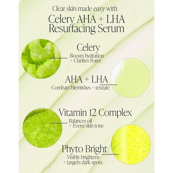 NIB BYROE NEW YORK Celery AHA + LHA Resurfacing Serum, 1.01 FL. OZ. / 30 ML - Picture 4 of 16